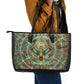 Horus Eye of Ra Leather Tote Bag Golden Falcon Ancient Egyptian Symbol in Futuristic