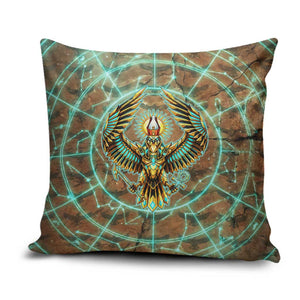 Horus Eye of Ra Pillow Cover Golden Falcon Ancient Egyptian Symbol in Futuristic