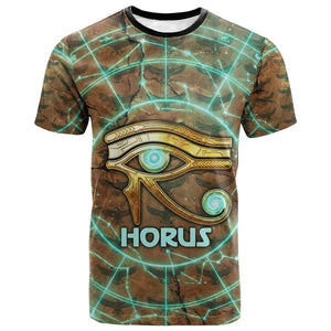 Horus Eye of Ra T shirt Golden Falcon Ancient Egyptian Symbol in Futuristic