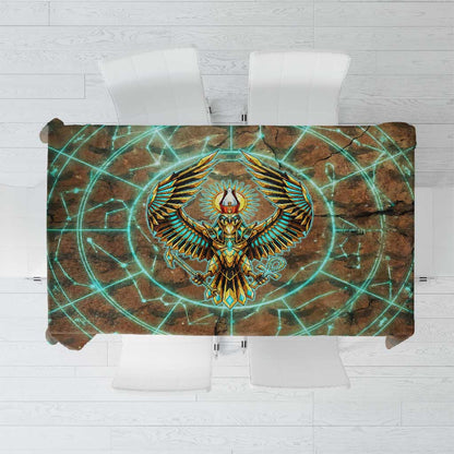Horus Eye of Ra Tablecloth Golden Falcon Ancient Egyptian Symbol in Futuristic