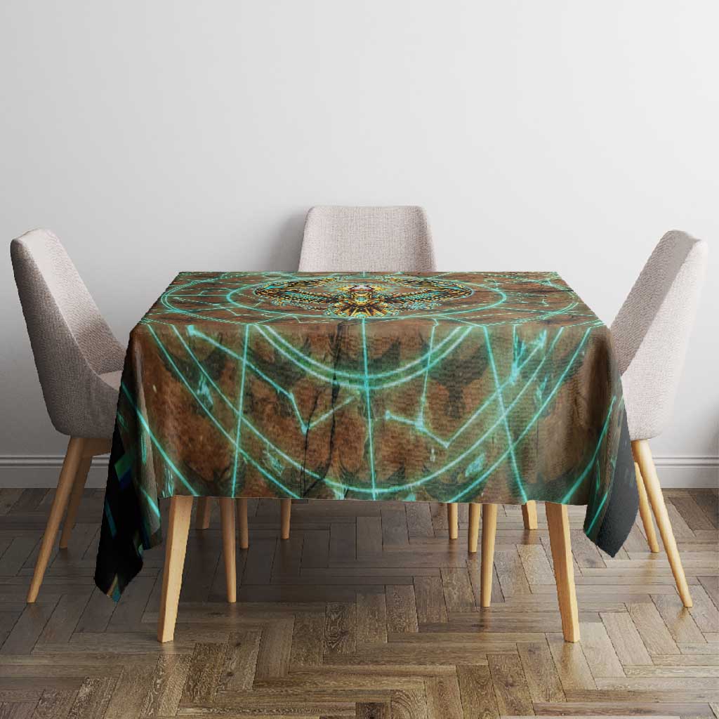 Horus Eye of Ra Tablecloth Golden Falcon Ancient Egyptian Symbol in Futuristic