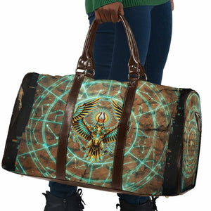 Horus Eye of Ra Travel Bag Golden Falcon Ancient Egyptian Symbol in Futuristic
