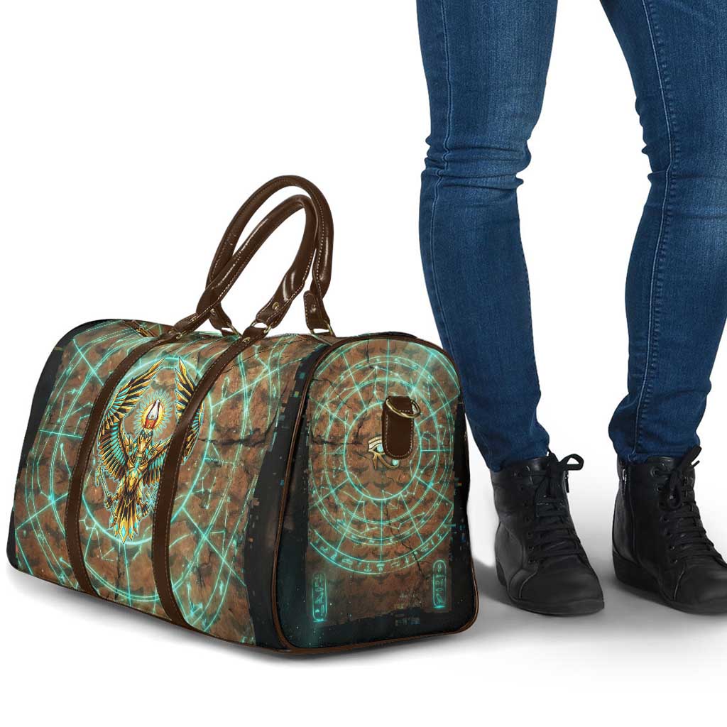 Horus Eye of Ra Travel Bag Golden Falcon Ancient Egyptian Symbol in Futuristic