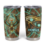 Horus Eye of Ra Tumbler Cup Golden Falcon Ancient Egyptian Symbol in Futuristic
