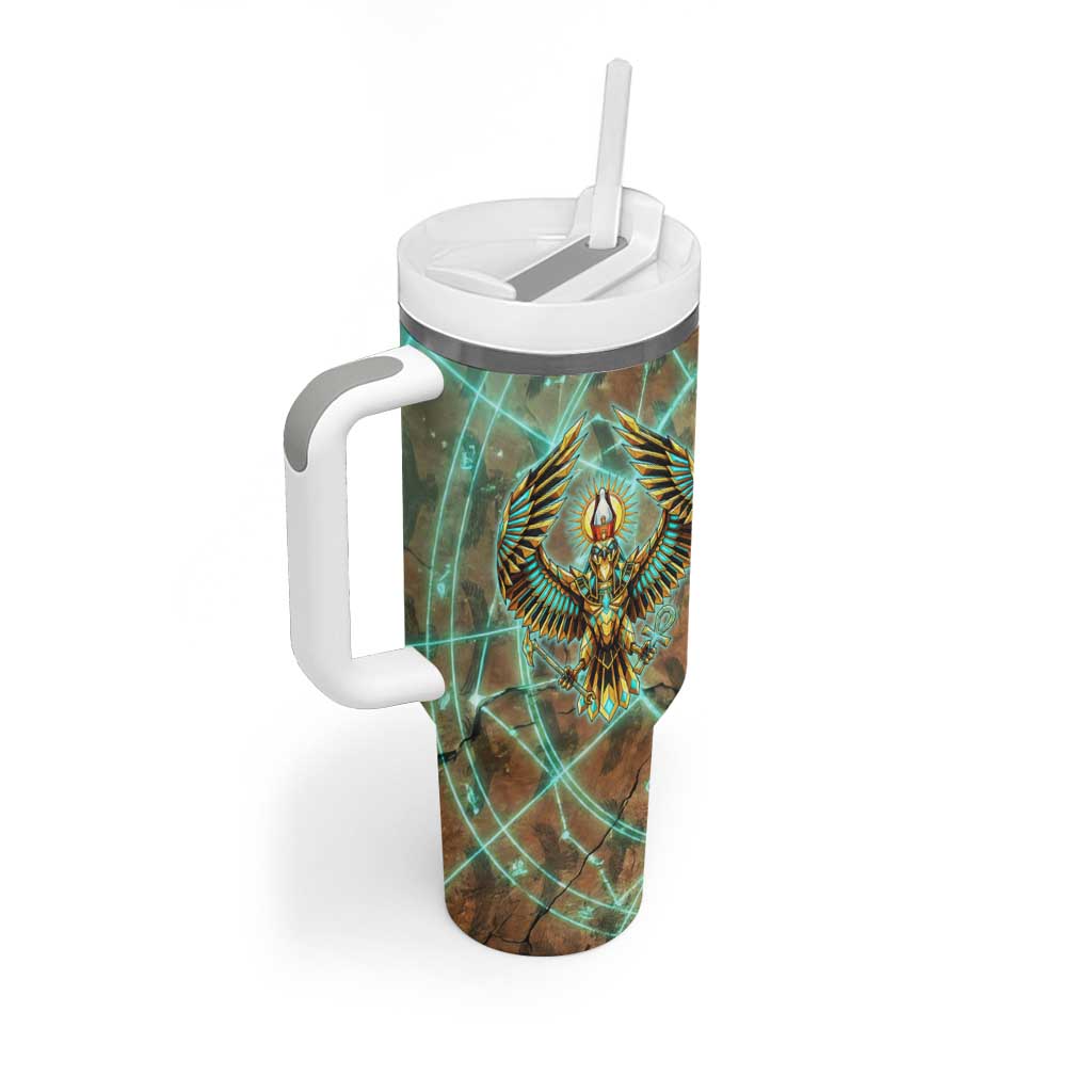Horus Eye of Ra Tumbler With Handle Golden Falcon Ancient Egyptian Symbol in Futuristic