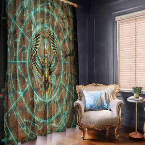 Horus Eye of Ra Window Curtain Golden Falcon Ancient Egyptian Symbol in Futuristic