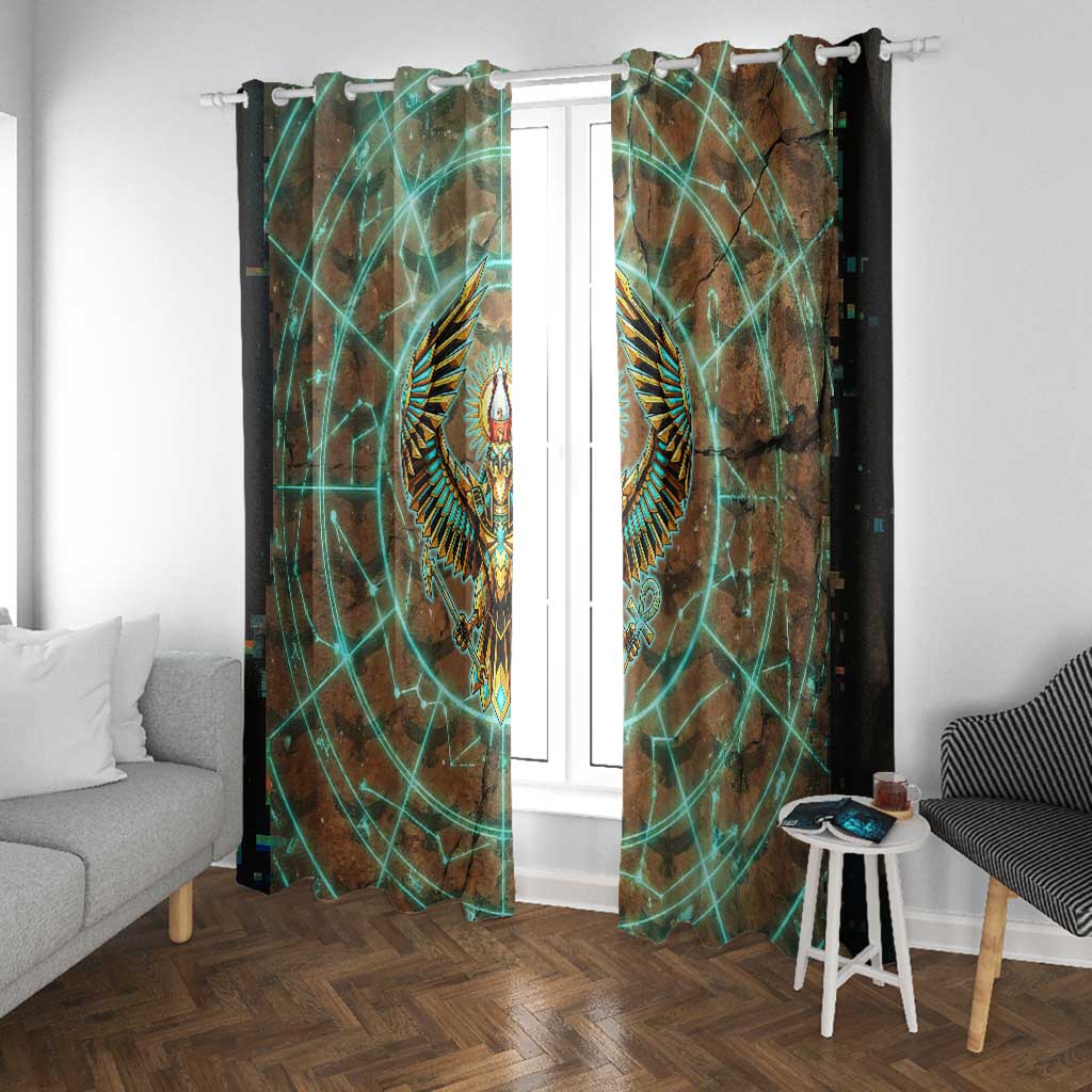 Horus Eye of Ra Window Curtain Golden Falcon Ancient Egyptian Symbol in Futuristic