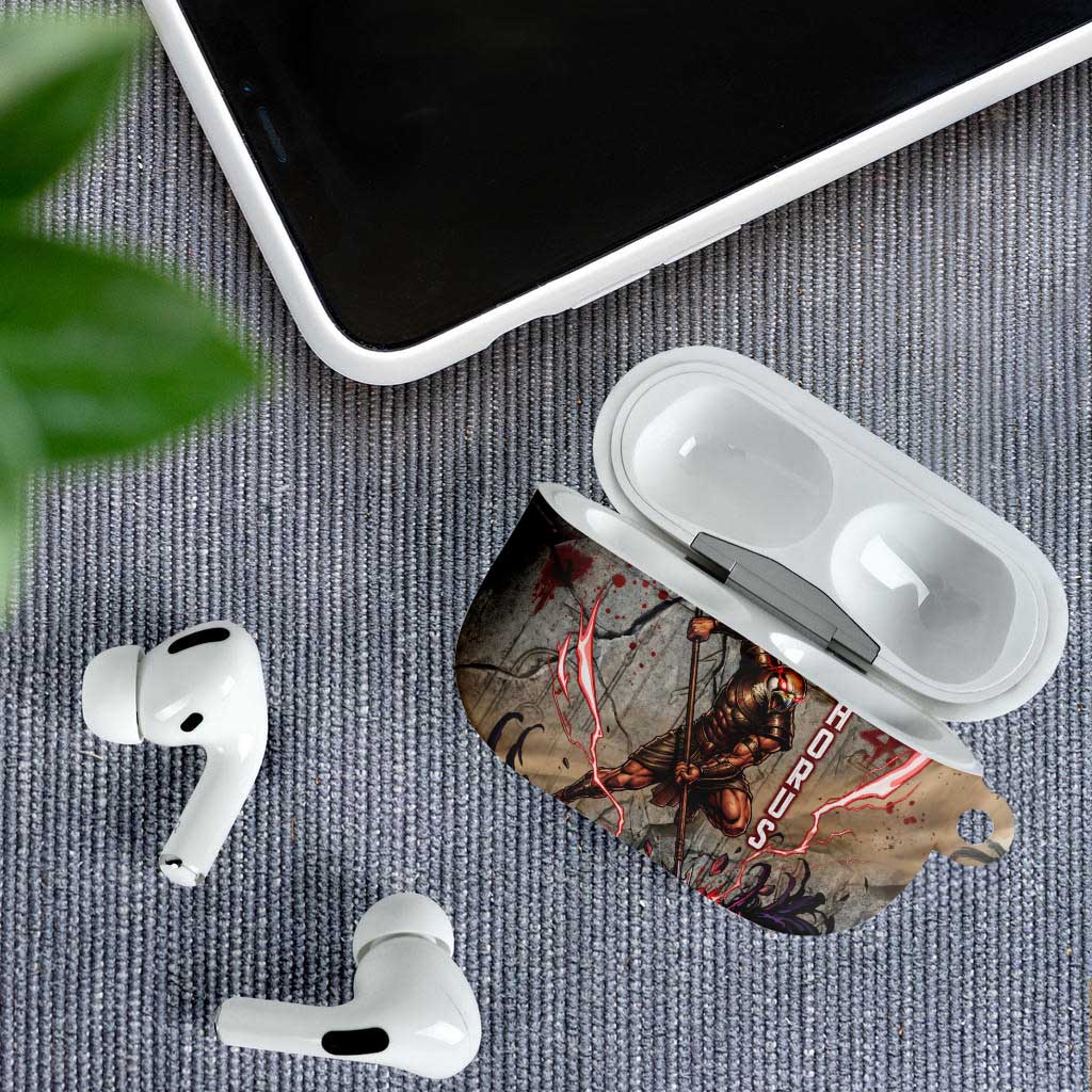 Horus Behdety Warrior AirPods Case with Falcon Mask and Spear Ancient Egyptian Combat