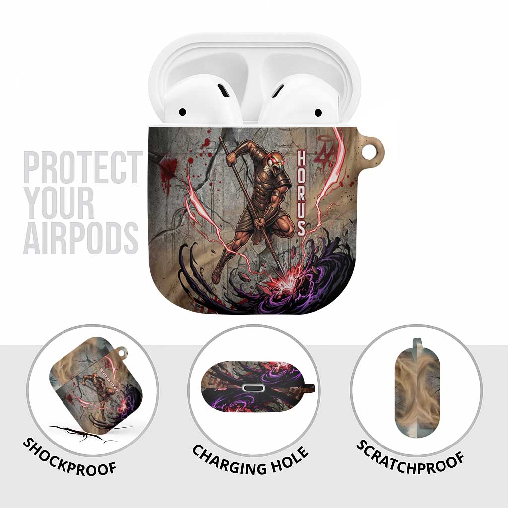 Horus Behdety Warrior AirPods Case with Falcon Mask and Spear Ancient Egyptian Combat