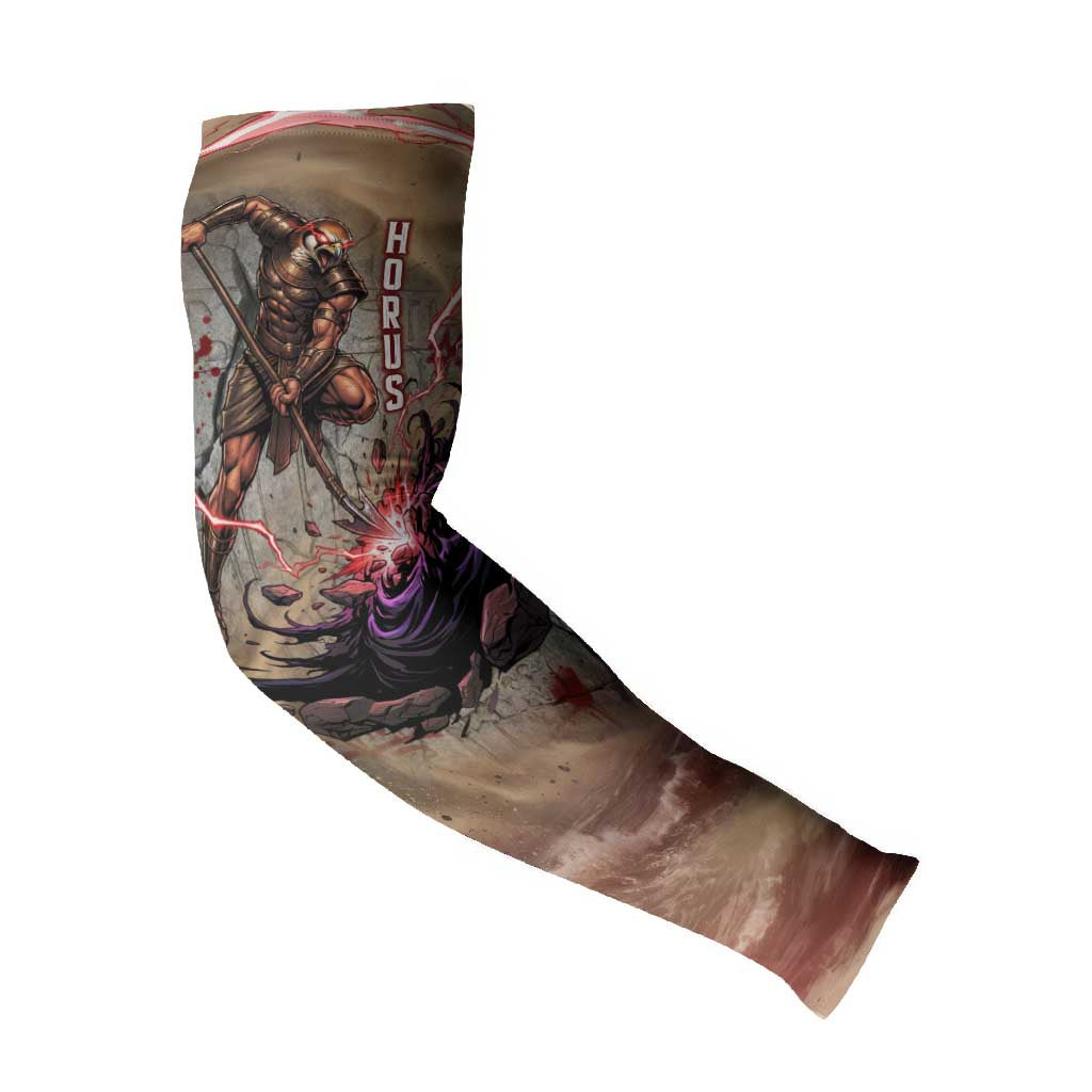 Horus Behdety Warrior Arm Sleeves with Falcon Mask and Spear Ancient Egyptian Combat
