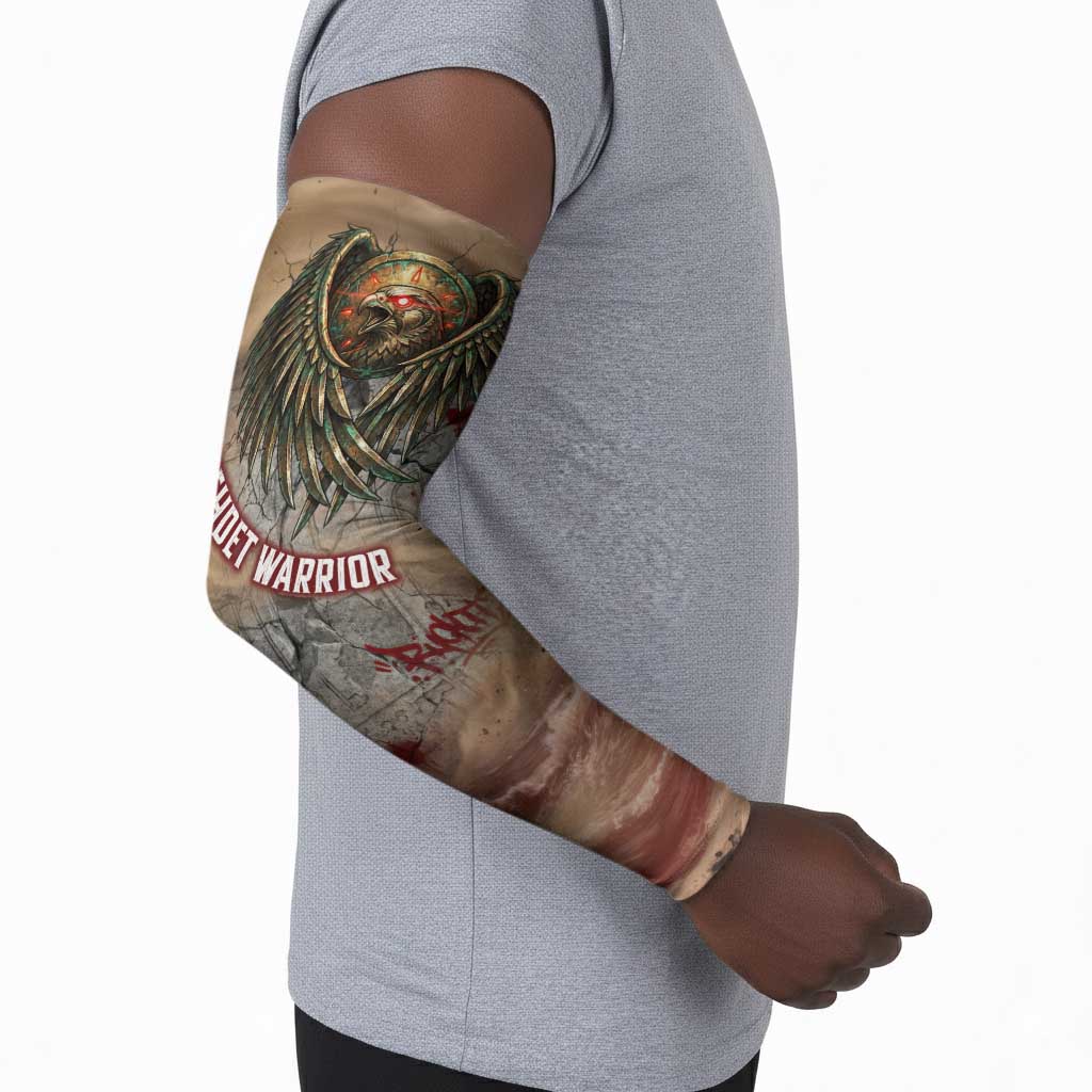 Horus Behdety Warrior Arm Sleeves with Falcon Mask and Spear Ancient Egyptian Combat