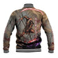 Horus Behdety Warrior Baseball Jacket with Falcon Mask and Spear Ancient Egyptian Combat