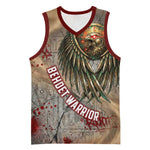 Horus Behdety Warrior Basketball Jersey with Falcon Mask and Spear Ancient Egyptian Combat