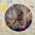 Horus Behdety Warrior Beach Blanket with Falcon Mask and Spear Ancient Egyptian Combat