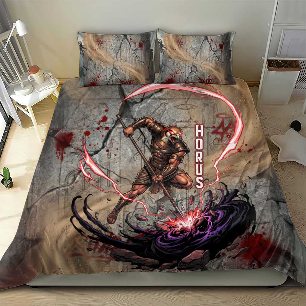 Horus Behdety Warrior Bedding Set with Falcon Mask and Spear Ancient Egyptian Combat