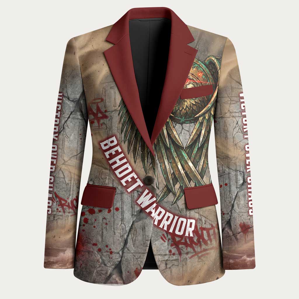 Horus Behdety Warrior Blazer with Falcon Mask and Spear Ancient Egyptian Combat