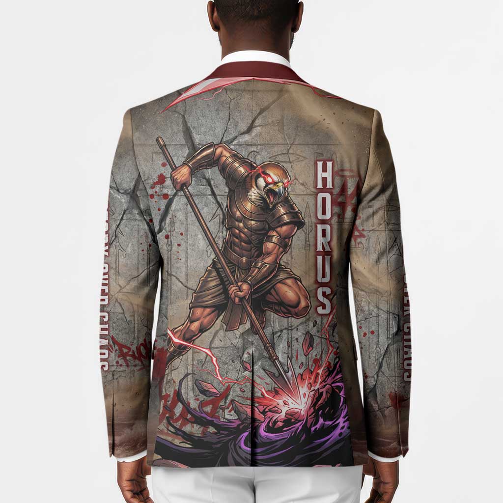 Horus Behdety Warrior Blazer with Falcon Mask and Spear Ancient Egyptian Combat