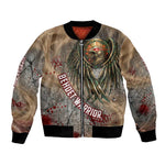 Horus Behdety Warrior Bomber Jacket with Falcon Mask and Spear Ancient Egyptian Combat