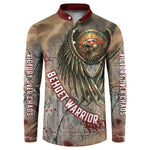 Horus Behdety Warrior Button Sweatshirt with Falcon Mask and Spear Ancient Egyptian Combat