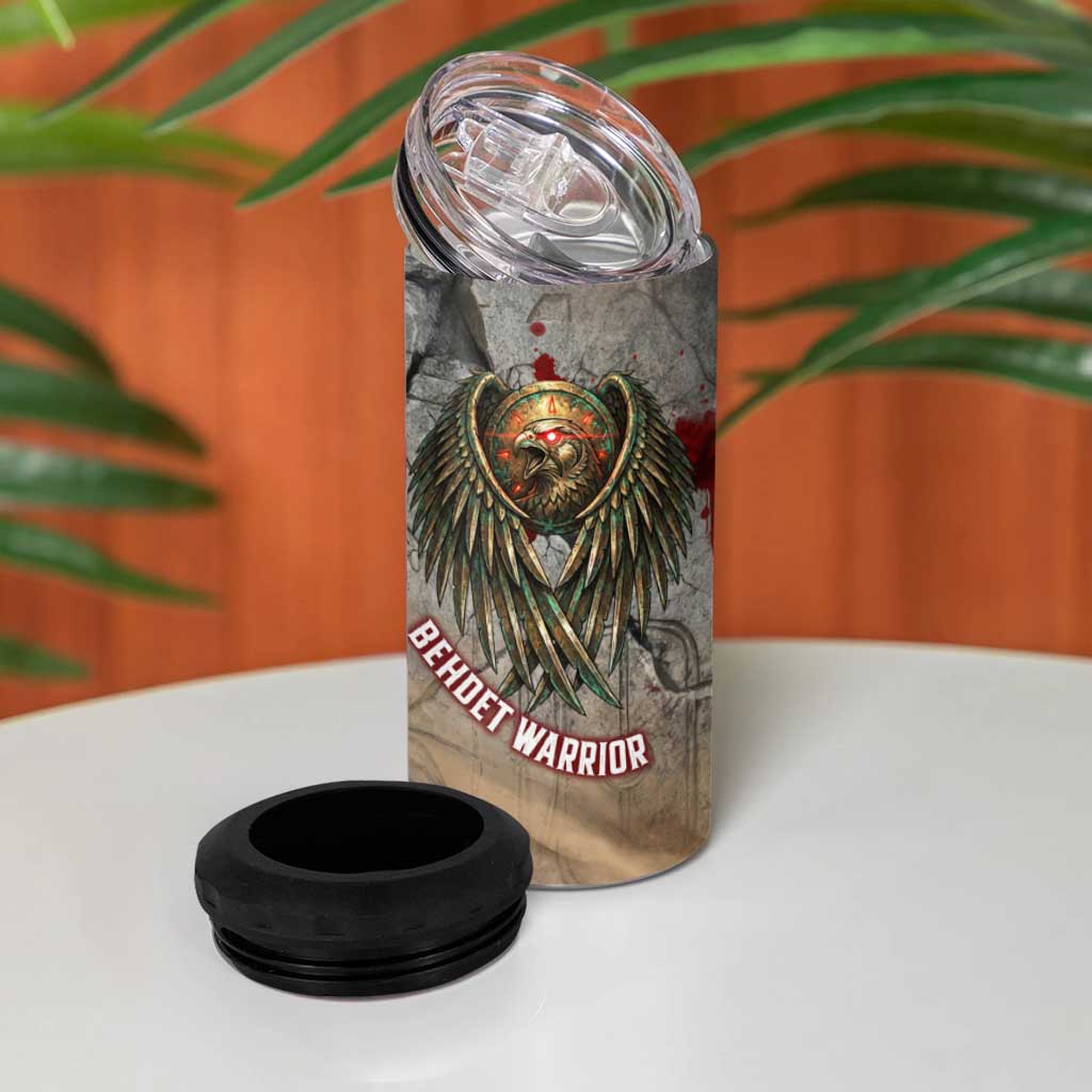 Horus Behdety Warrior 4 in 1 Can Cooler Tumbler with Falcon Mask and Spear Ancient Egyptian Combat