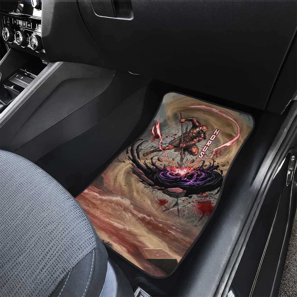 Horus Behdety Warrior Car Mats with Falcon Mask and Spear Ancient Egyptian Combat