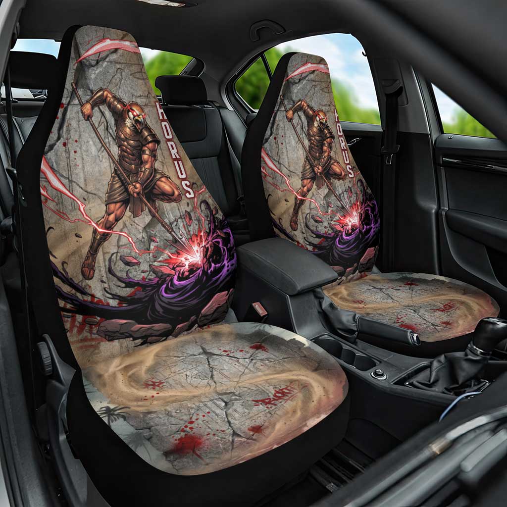Horus Behdety Warrior Car Seat Cover with Falcon Mask and Spear Ancient Egyptian Combat