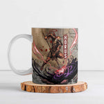 Horus Behdety Warrior Ceramic Mug with Falcon Mask and Spear Ancient Egyptian Combat