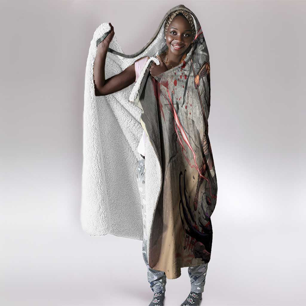 Horus Behdety Warrior Hooded Blanket with Falcon Mask and Spear Ancient Egyptian Combat