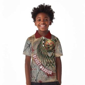 Horus Behdety Warrior Kid Polo Shirt with Falcon Mask and Spear Ancient Egyptian Combat