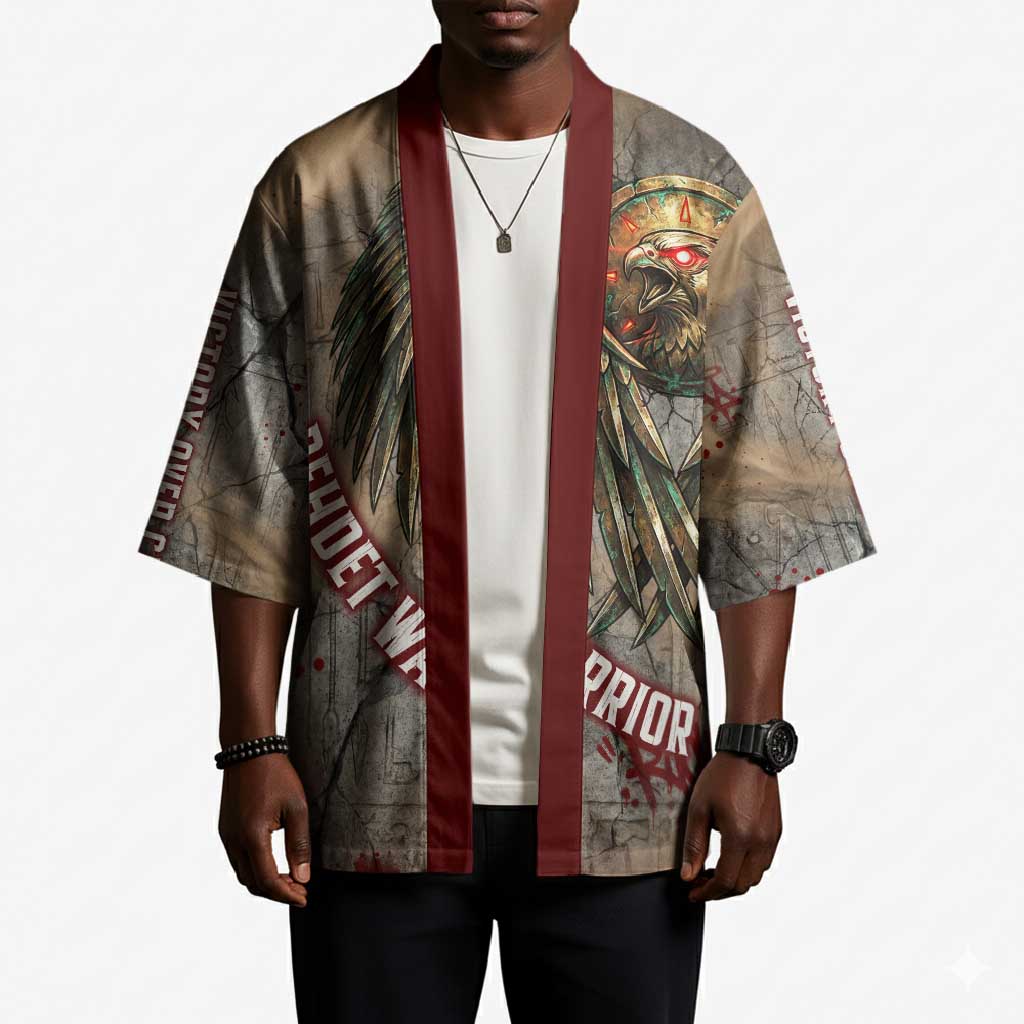 Horus Behdety Warrior Kimono with Falcon Mask and Spear Ancient Egyptian Combat