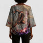Horus Behdety Warrior Kimono Sleeve Blouse with Falcon Mask and Spear Ancient Egyptian Combat