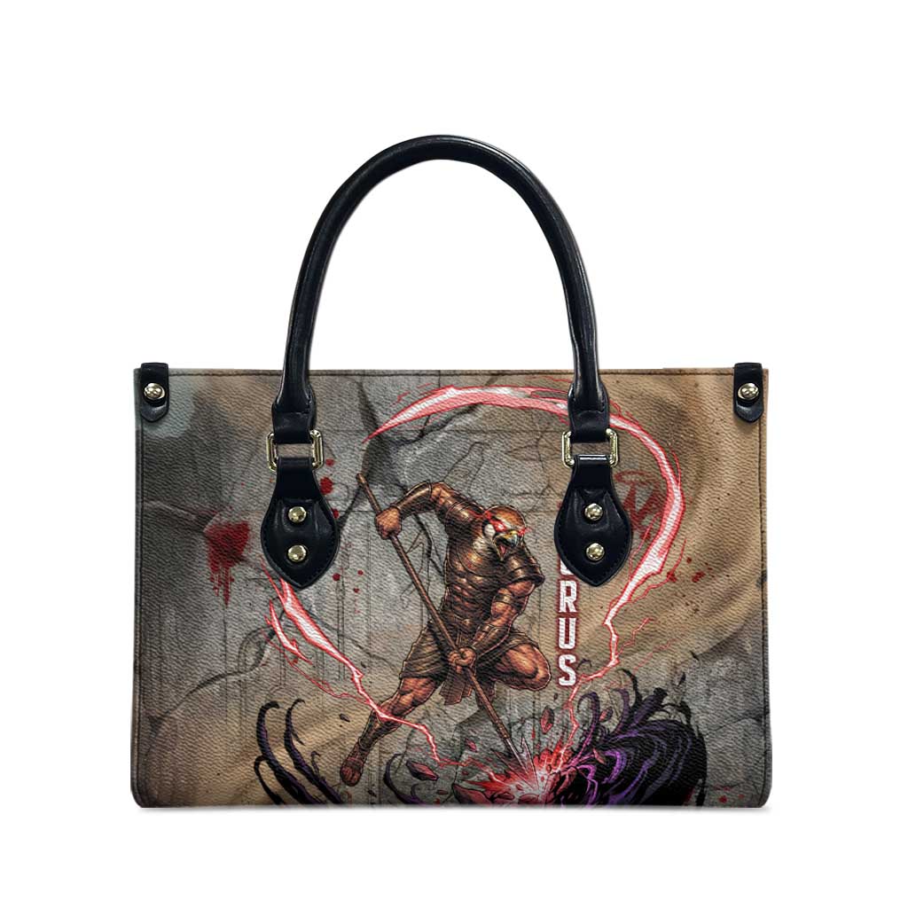 Horus Behdety Warrior Leather Bag with Falcon Mask and Spear Ancient Egyptian Combat