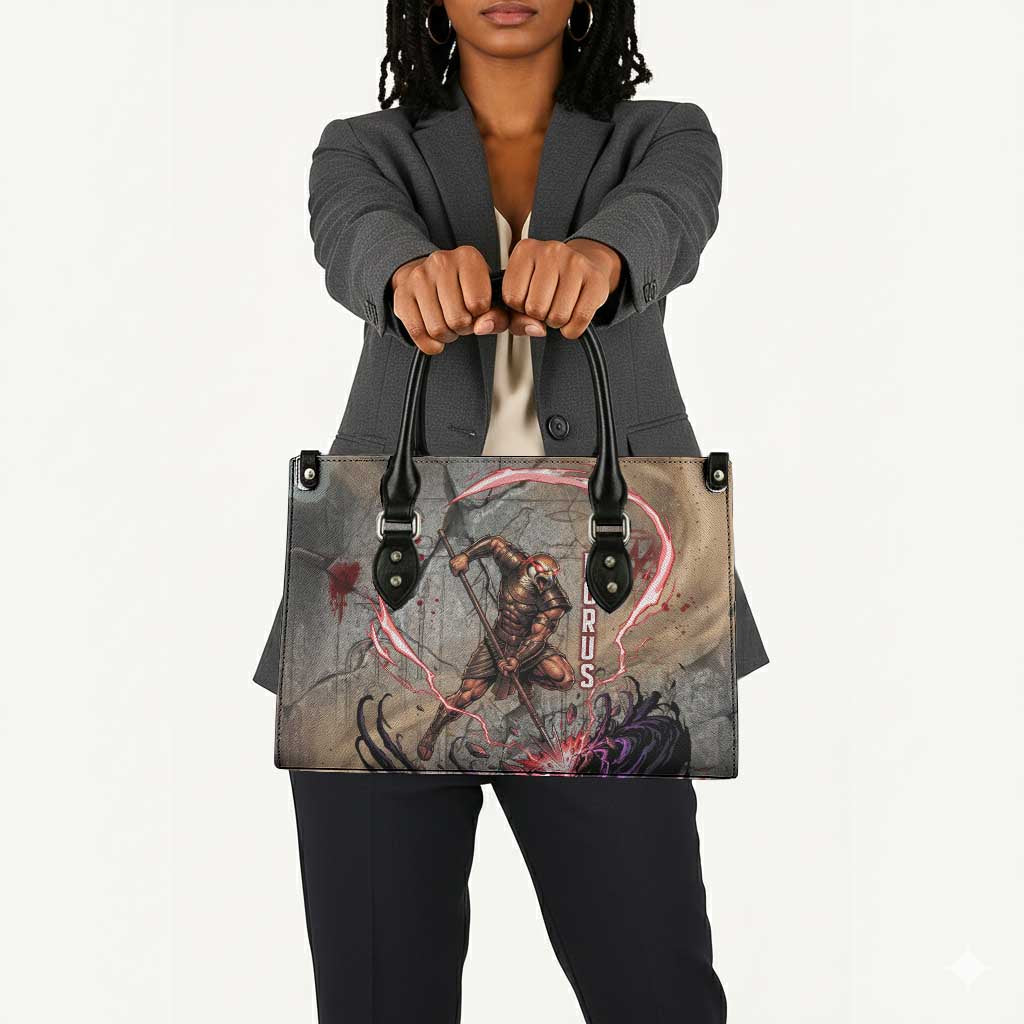 Horus Behdety Warrior Leather Bag with Falcon Mask and Spear Ancient Egyptian Combat