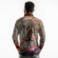 Horus Behdety Warrior Long Sleeve Polo Shirt with Falcon Mask and Spear Ancient Egyptian Combat
