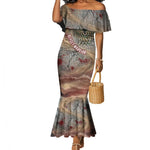 Horus Behdety Warrior Mermaid Dress with Falcon Mask and Spear Ancient Egyptian Combat