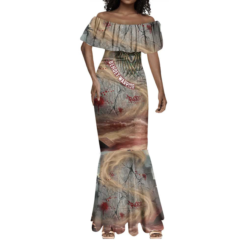 Horus Behdety Warrior Mermaid Dress with Falcon Mask and Spear Ancient Egyptian Combat