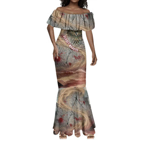 Horus Behdety Warrior Mermaid Dress with Falcon Mask and Spear Ancient Egyptian Combat
