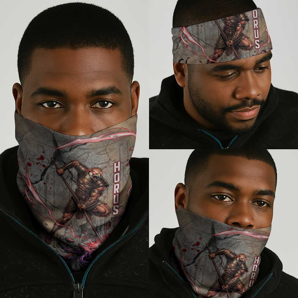 Horus Behdety Warrior Neck Gaiter with Falcon Mask and Spear Ancient Egyptian Combat