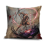Horus Behdety Warrior Pillow Cover with Falcon Mask and Spear Ancient Egyptian Combat