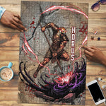 Horus Behdety Warrior Puzzle with Falcon Mask and Spear Ancient Egyptian Combat