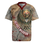 Horus Behdety Warrior Rugby Jersey with Falcon Mask and Spear Ancient Egyptian Combat