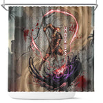 Horus Behdety Warrior Shower Curtain with Falcon Mask and Spear Ancient Egyptian Combat