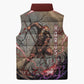 Horus Behdety Warrior Sleeveless Puffer Jacket with Falcon Mask and Spear Ancient Egyptian Combat