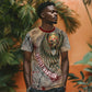 Horus Behdety Warrior T shirt with Falcon Mask and Spear Ancient Egyptian Combat