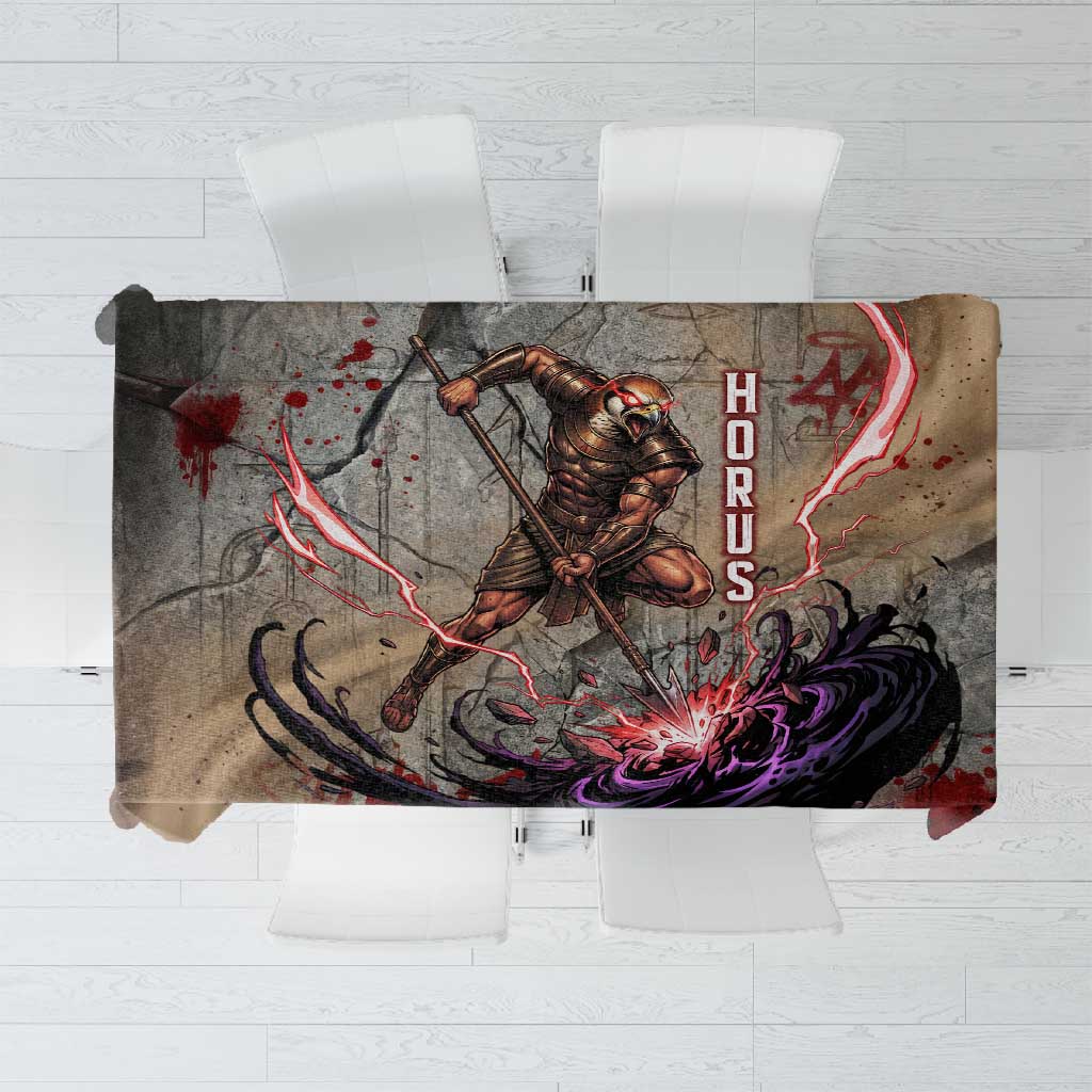 Horus Behdety Warrior Tablecloth with Falcon Mask and Spear Ancient Egyptian Combat