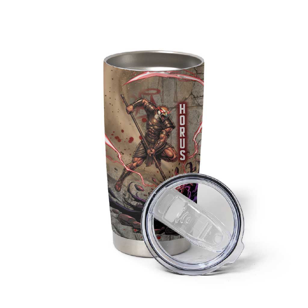Horus Behdety Warrior Tumbler Cup with Falcon Mask and Spear Ancient Egyptian Combat