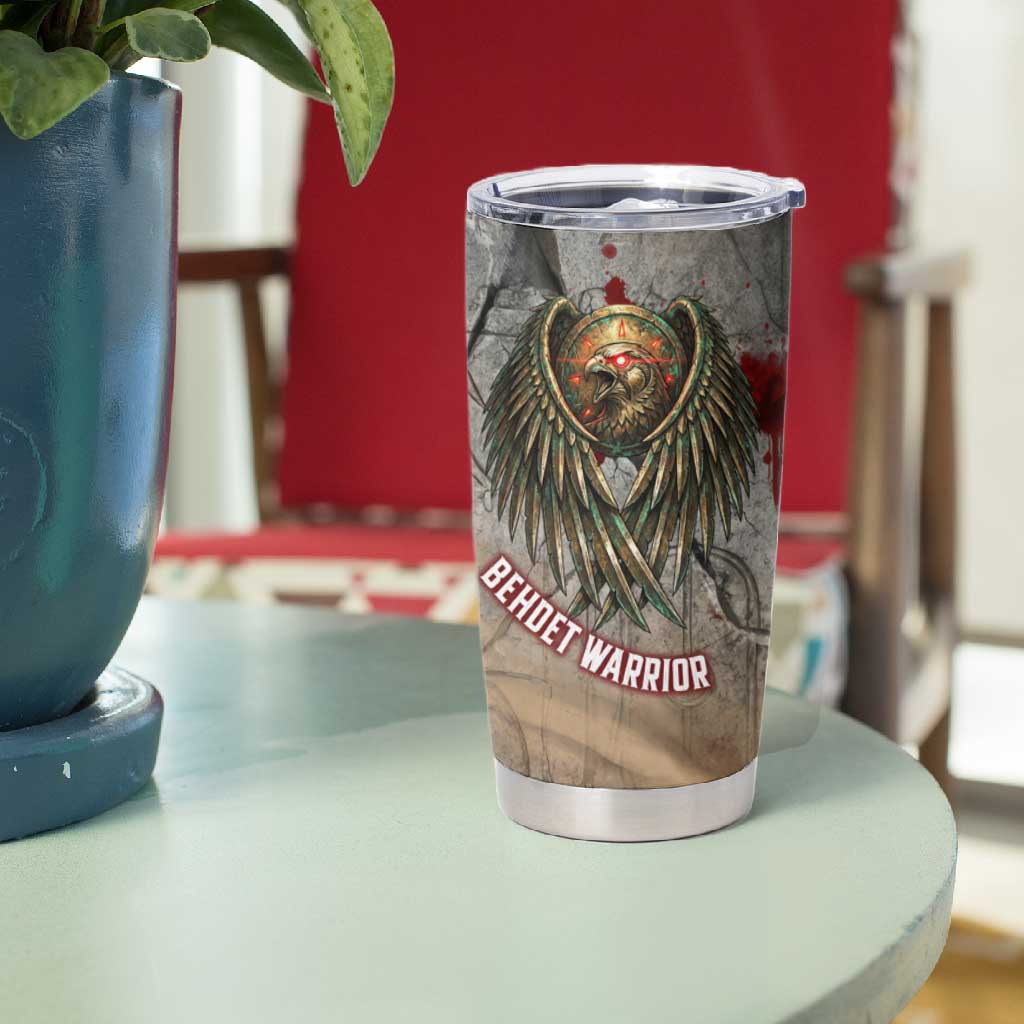Horus Behdety Warrior Tumbler Cup with Falcon Mask and Spear Ancient Egyptian Combat
