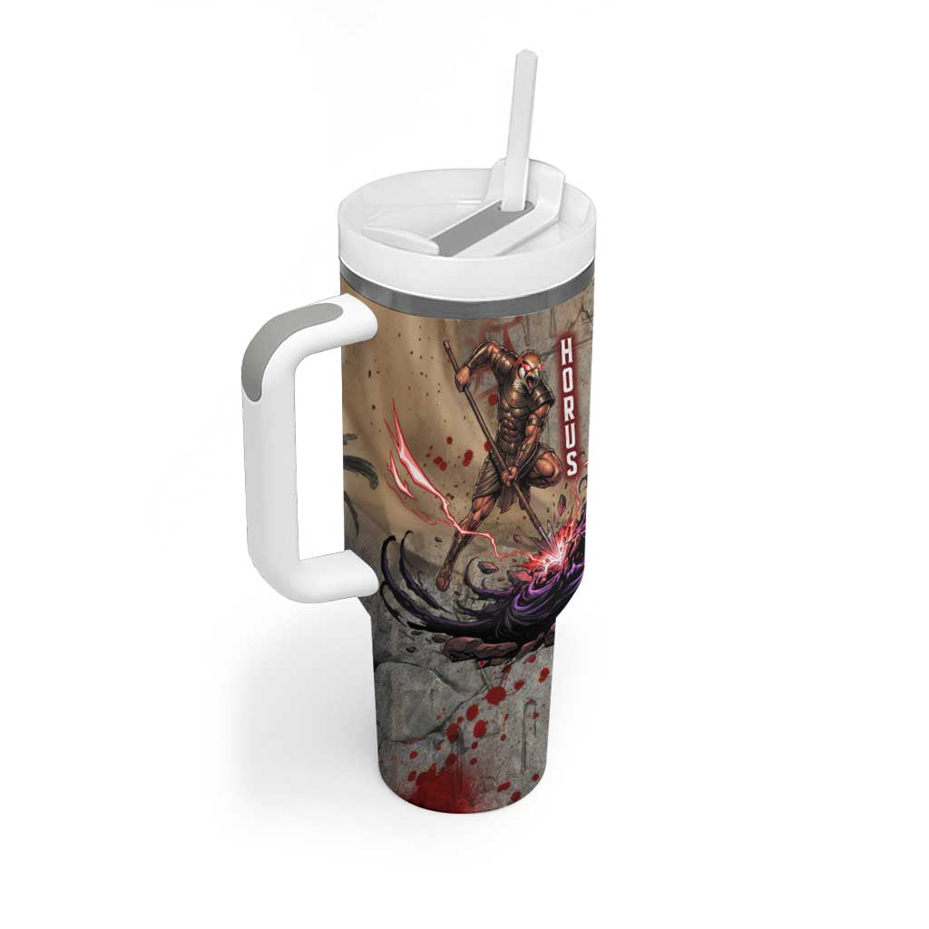 Horus Behdety Warrior Tumbler With Handle with Falcon Mask and Spear Ancient Egyptian Combat