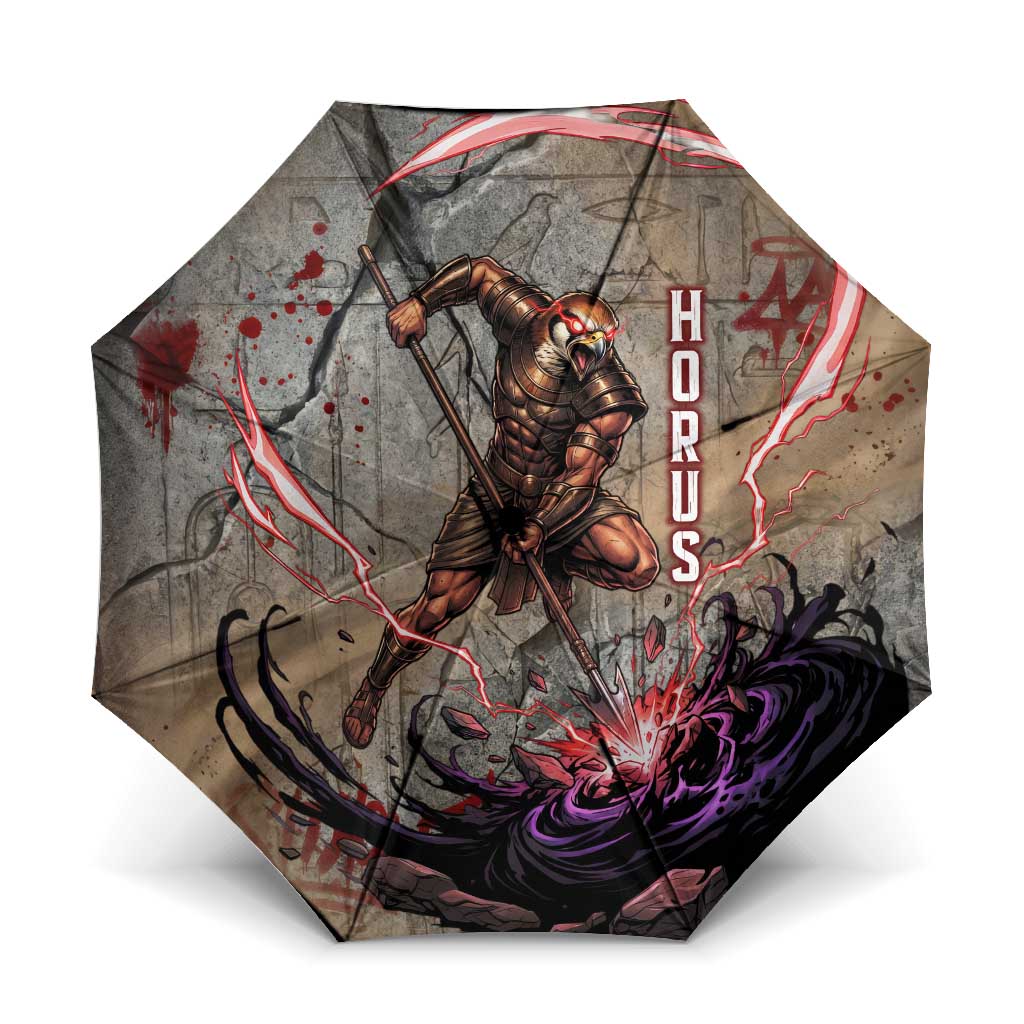 Horus Behdety Warrior Umbrella with Falcon Mask and Spear Ancient Egyptian Combat
