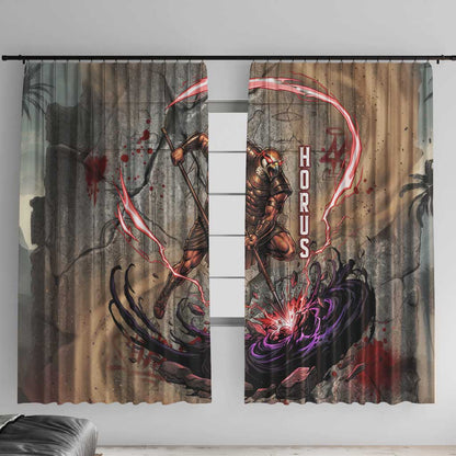 Horus Behdety Warrior Window Curtain with Falcon Mask and Spear Ancient Egyptian Combat